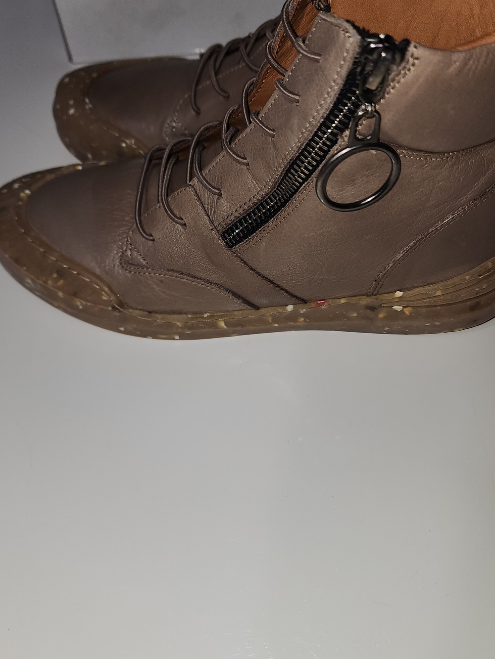 Sheridan Mia Taupe Lace-Up Ankle Boots with Side Zip New With Imperfections - Picture 5 of 9